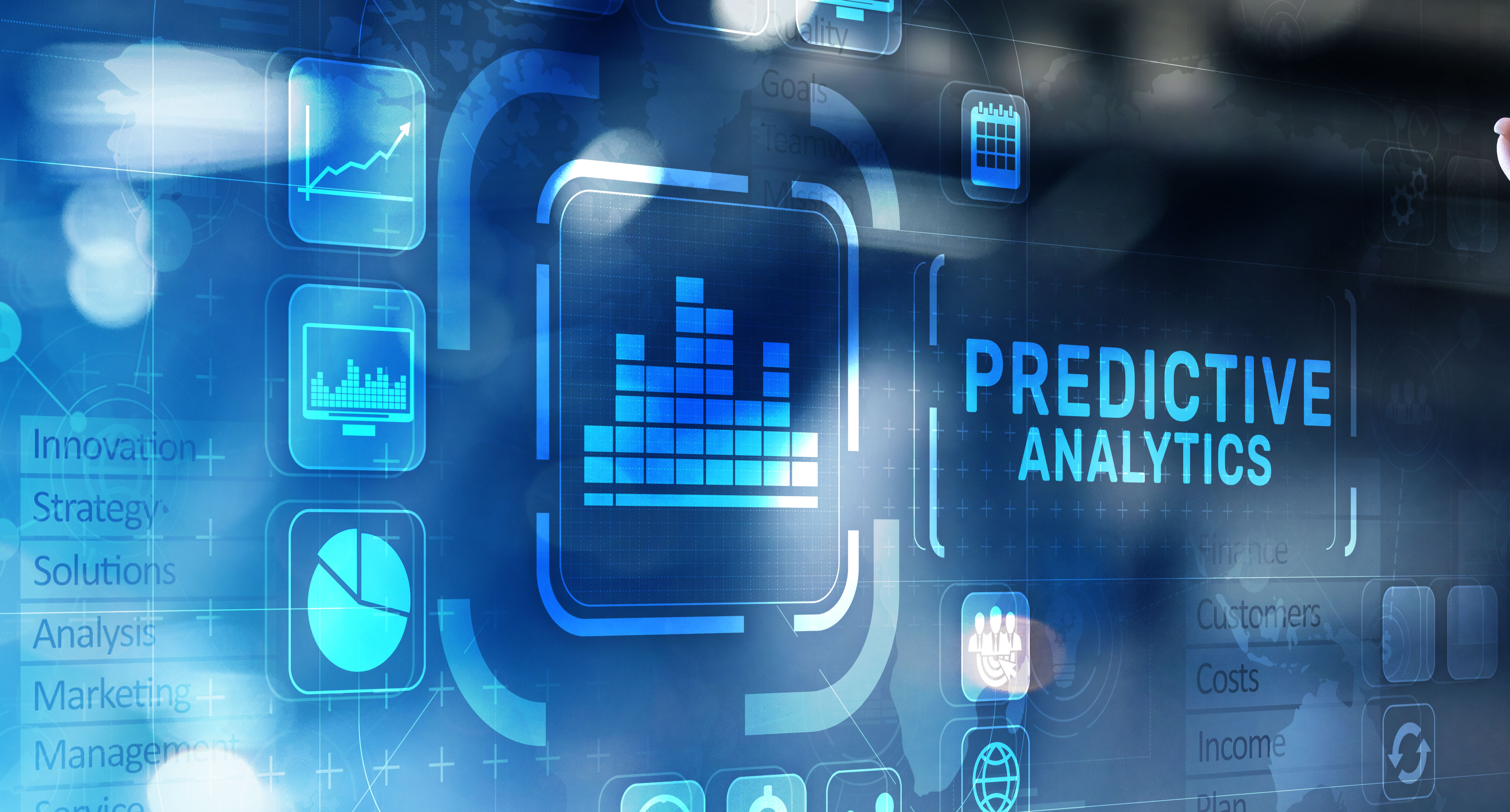 Predictive analytics Big Data analysis Business intelligence internet and modern technology concept on virtual screen.